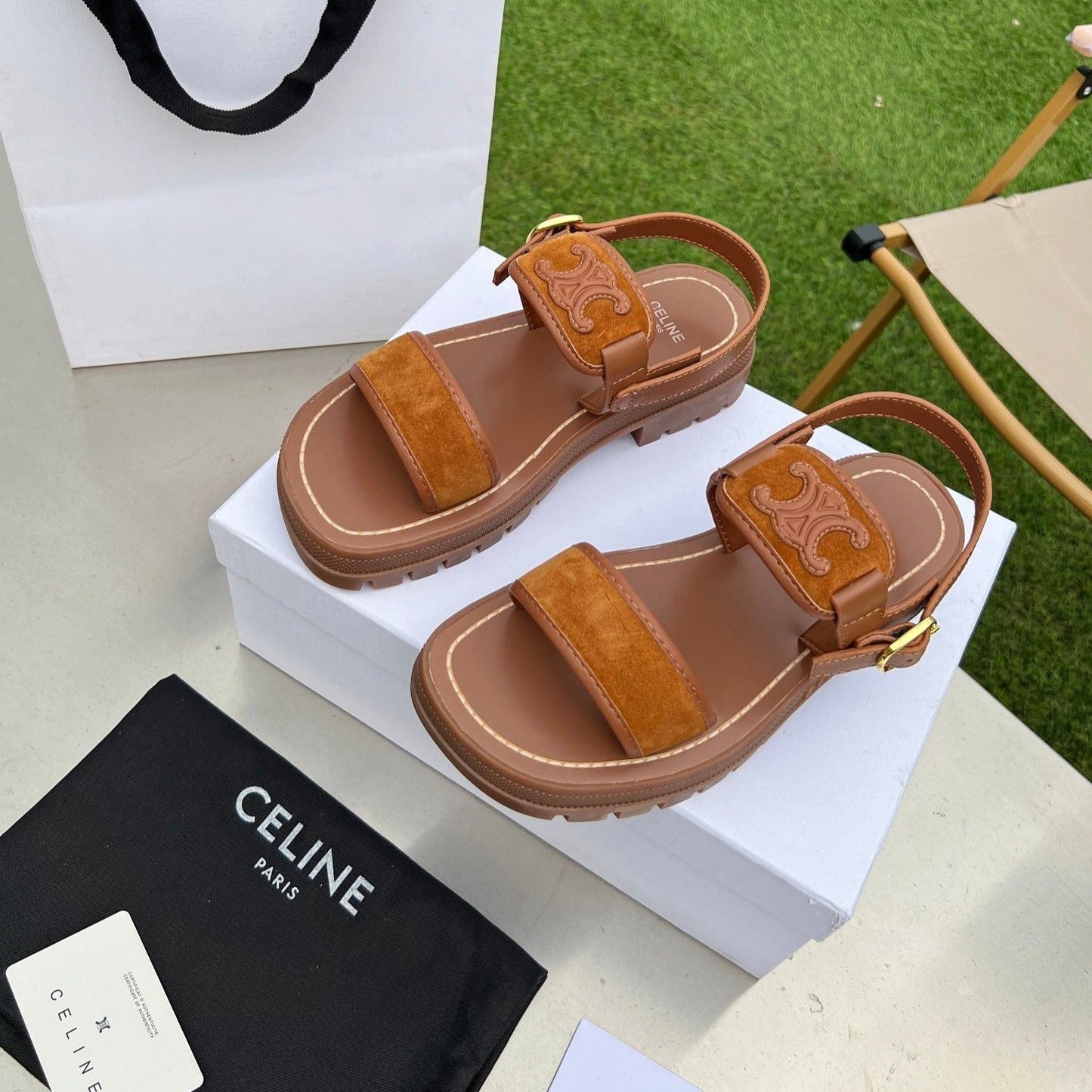 SANDALS FLAT SHOES GINGERBREAD BROWN - 35