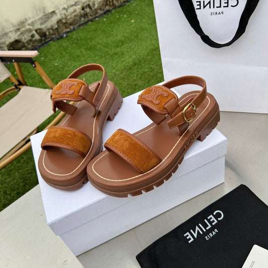 SANDALS FLAT SHOES GINGERBREAD BROWN - 35