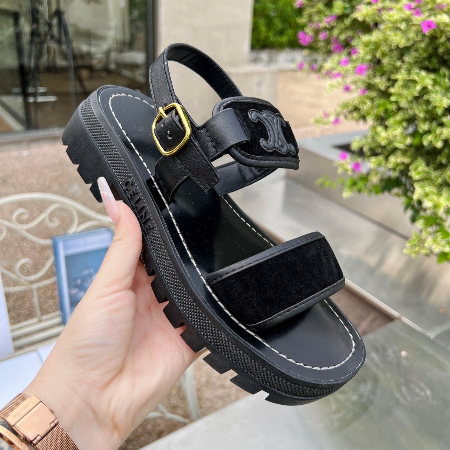 SANDALS FLAT SHOES BLACK - 35