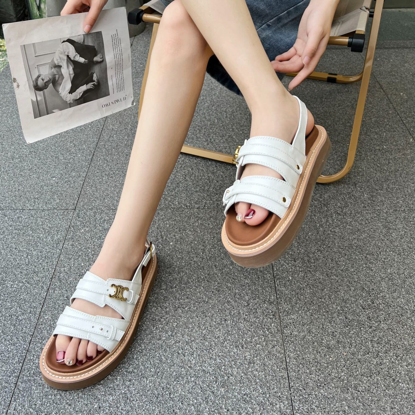 TIPPI TRIOMPHE SANDAL IN CALFSKIN WHITE - 35