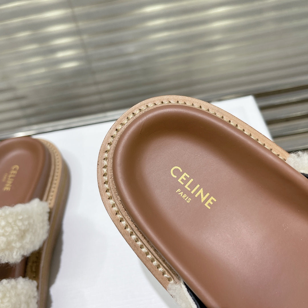 TIPPI SLIDE IN SHEARLING AND CALFSKIN BLACK/NATURAL - 35