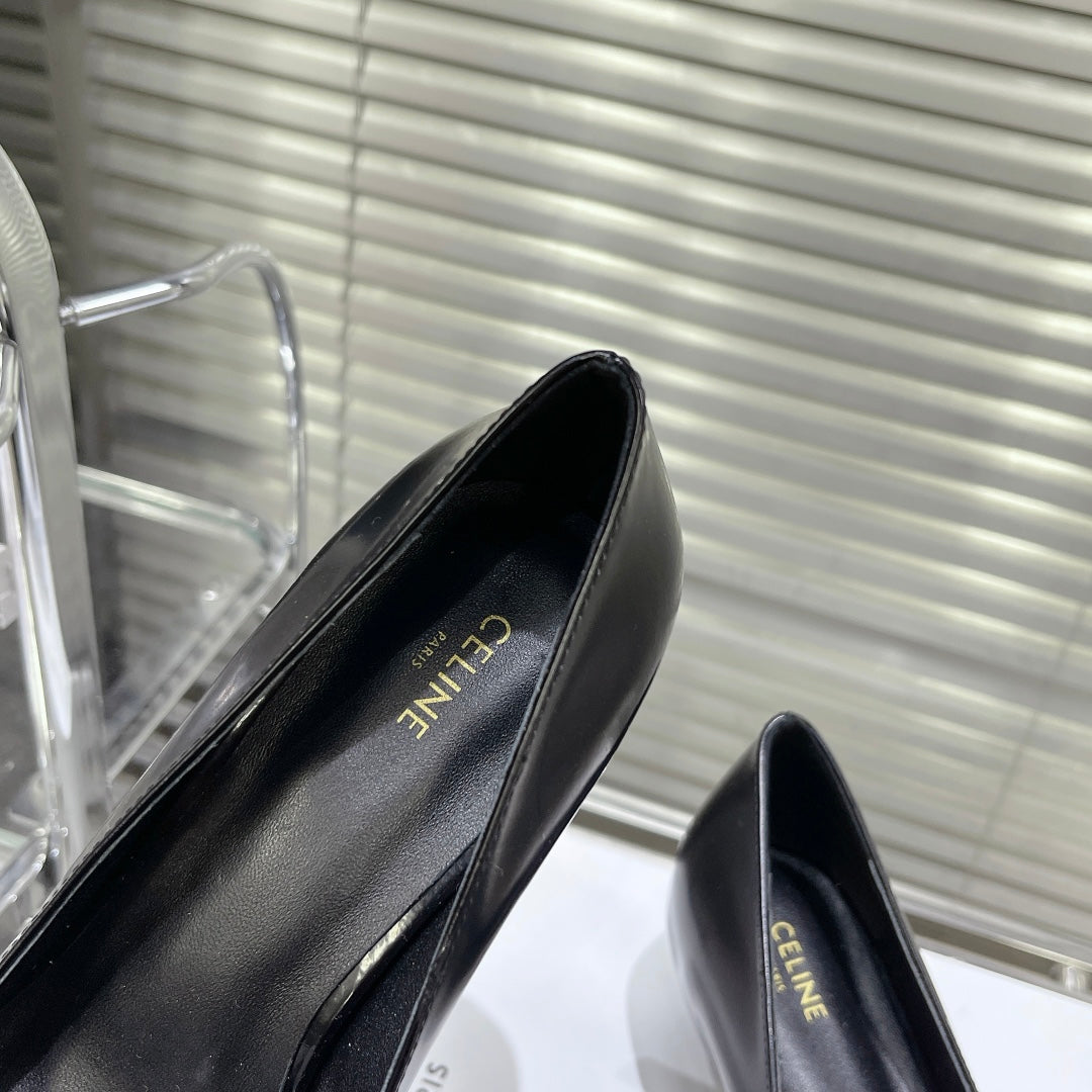 WOMEN'S HIGH HEELS BLACK LEATHER - 35