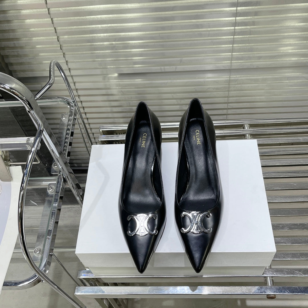 WOMEN'S HIGH HEELS BLACK LEATHER - 35