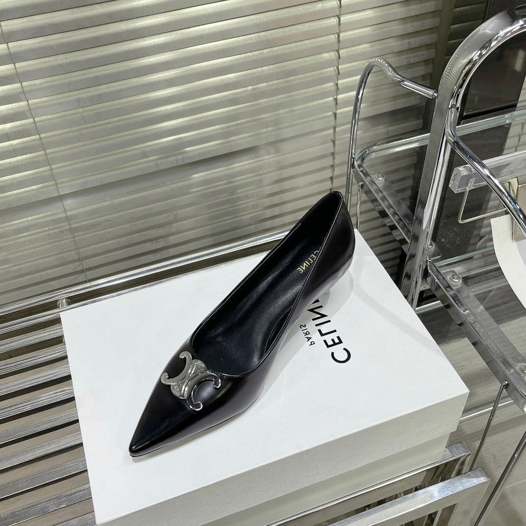 WOMEN'S HIGH HEELS BLACK LEATHER - 35