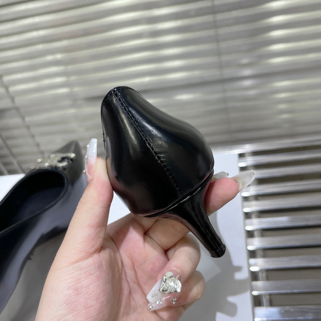WOMEN'S HIGH HEELS BLACK LEATHER - 35