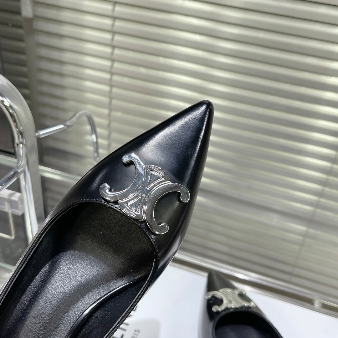 WOMEN'S HIGH HEELS BLACK LEATHER - 35