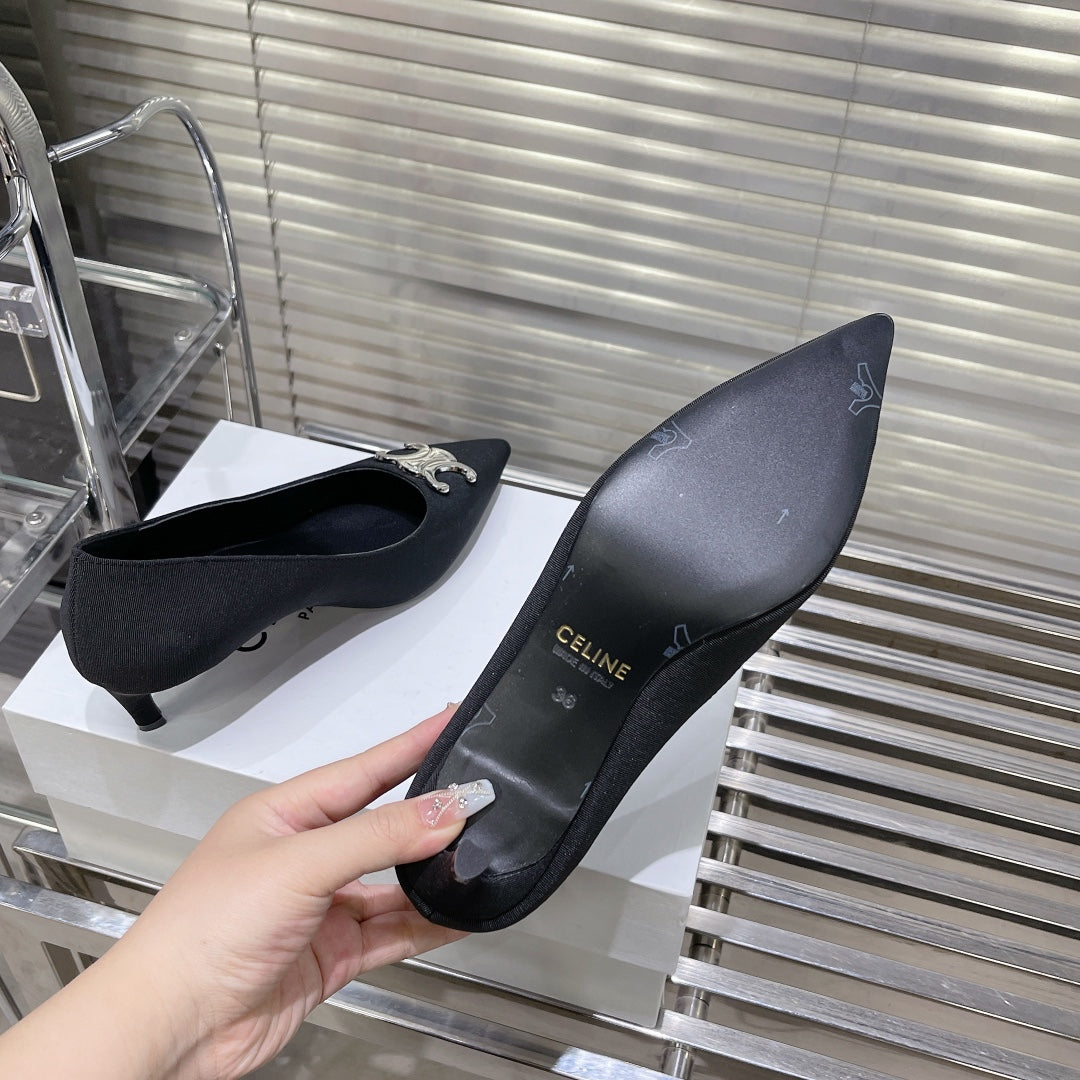 WOMEN'S HIGH HEELS BLACK CALFSKIN - 35