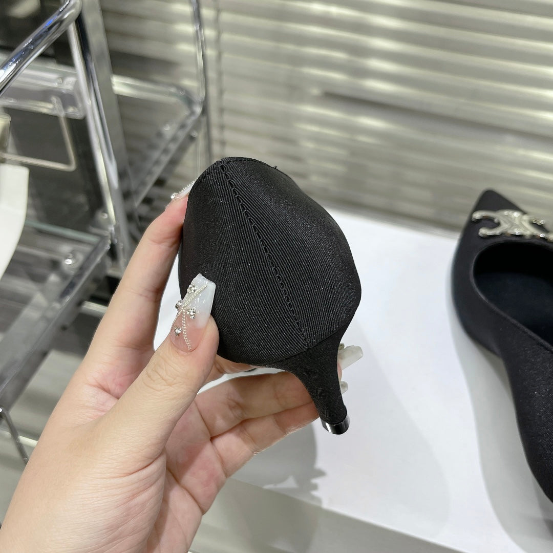 WOMEN'S HIGH HEELS BLACK CALFSKIN - 35