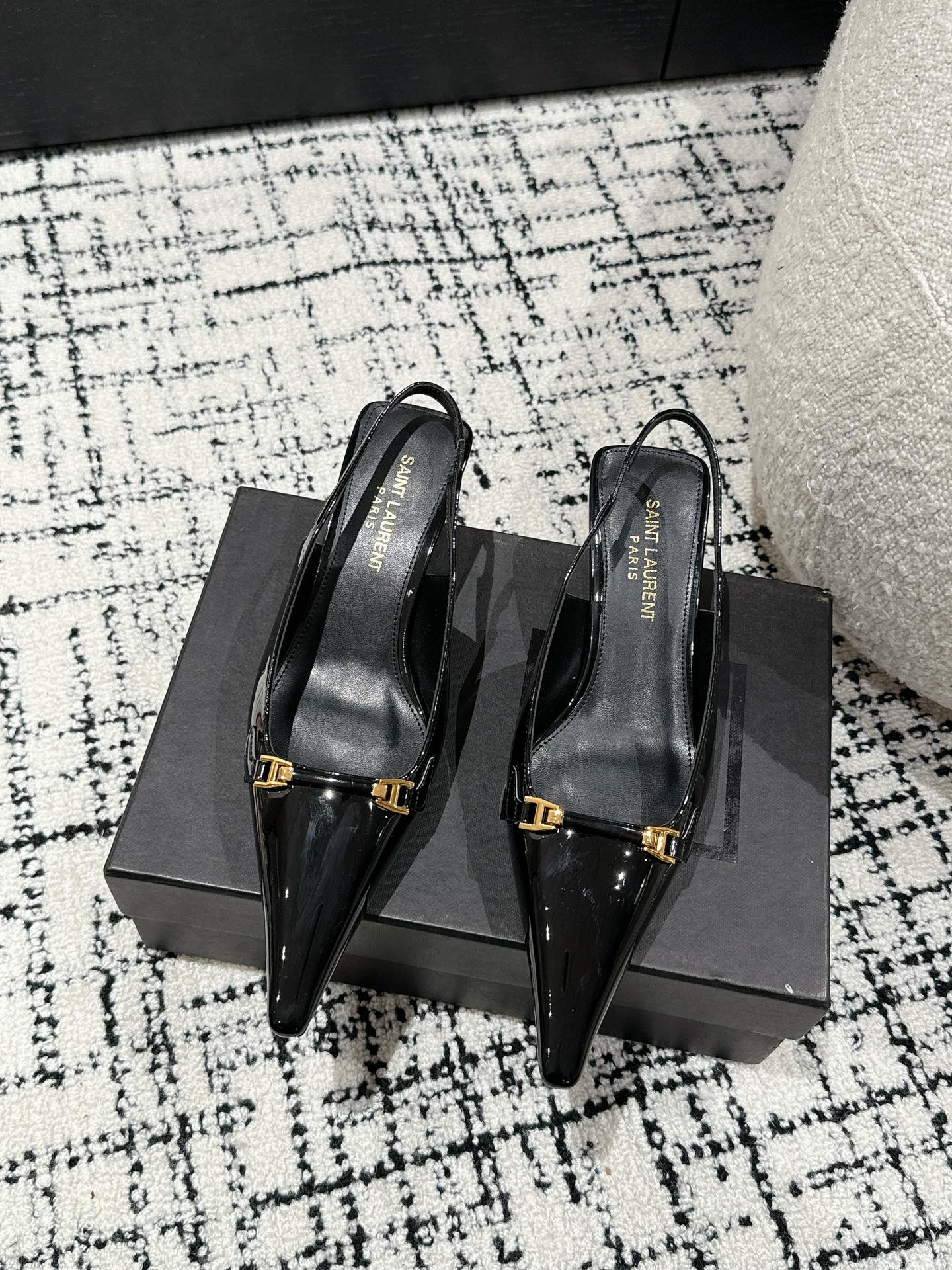 SL CARINE SLINGBACKS PUMP 45 BLACK CALFSKIN - 35