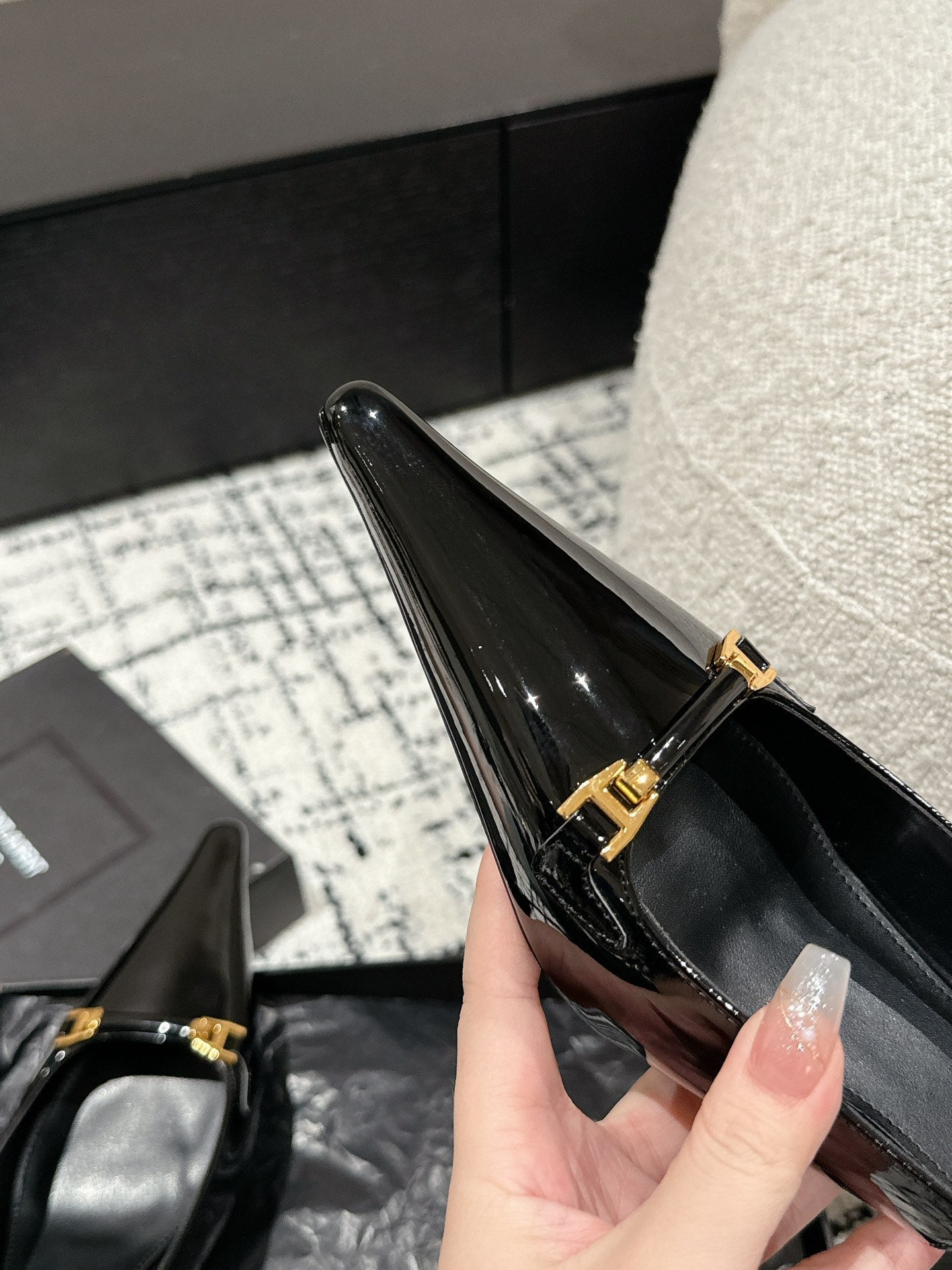 SL CARINE SLINGBACKS PUMP 45 BLACK CALFSKIN - 35