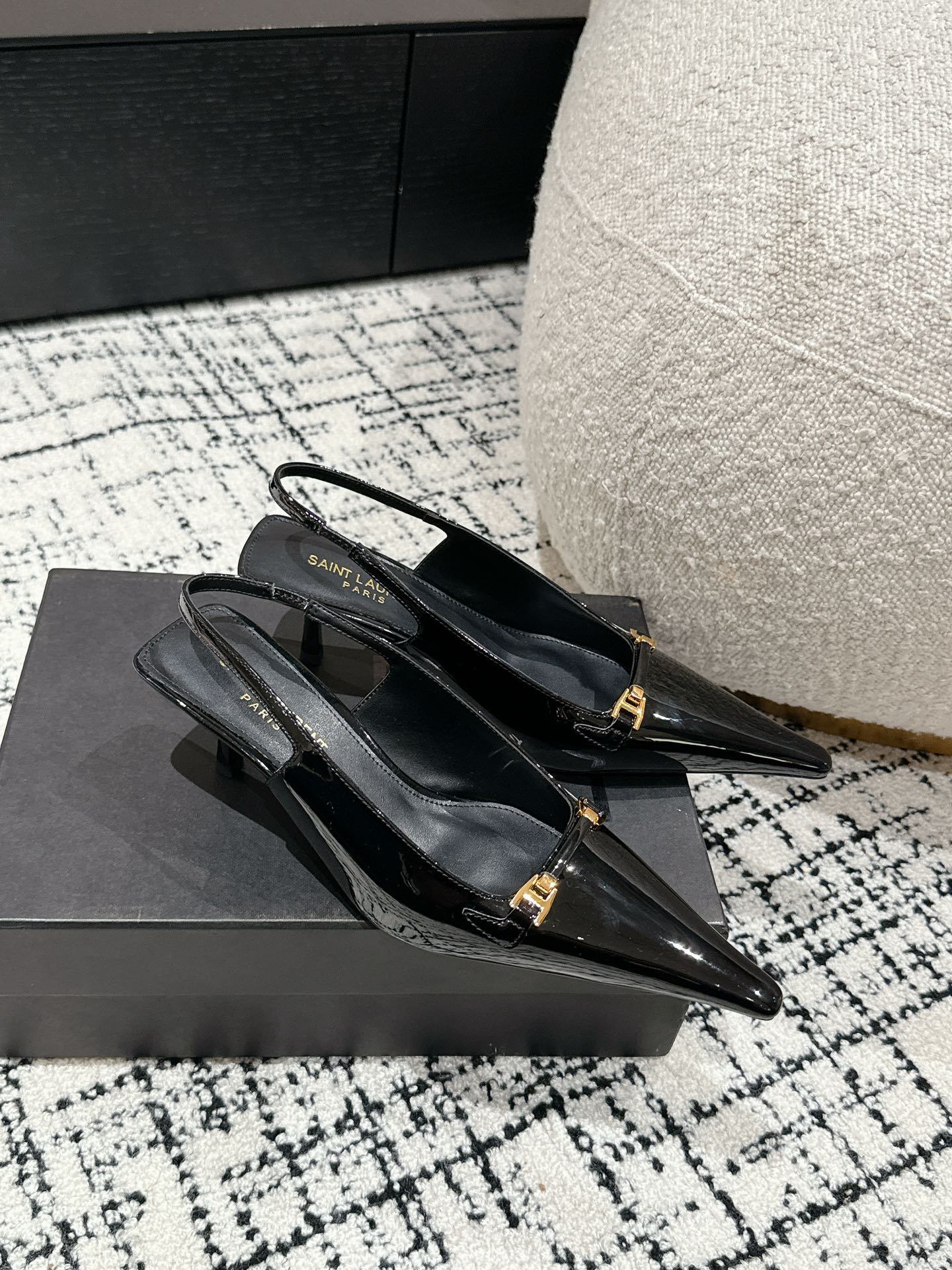 SL CARINE SLINGBACKS PUMP 45 BLACK CALFSKIN - 35