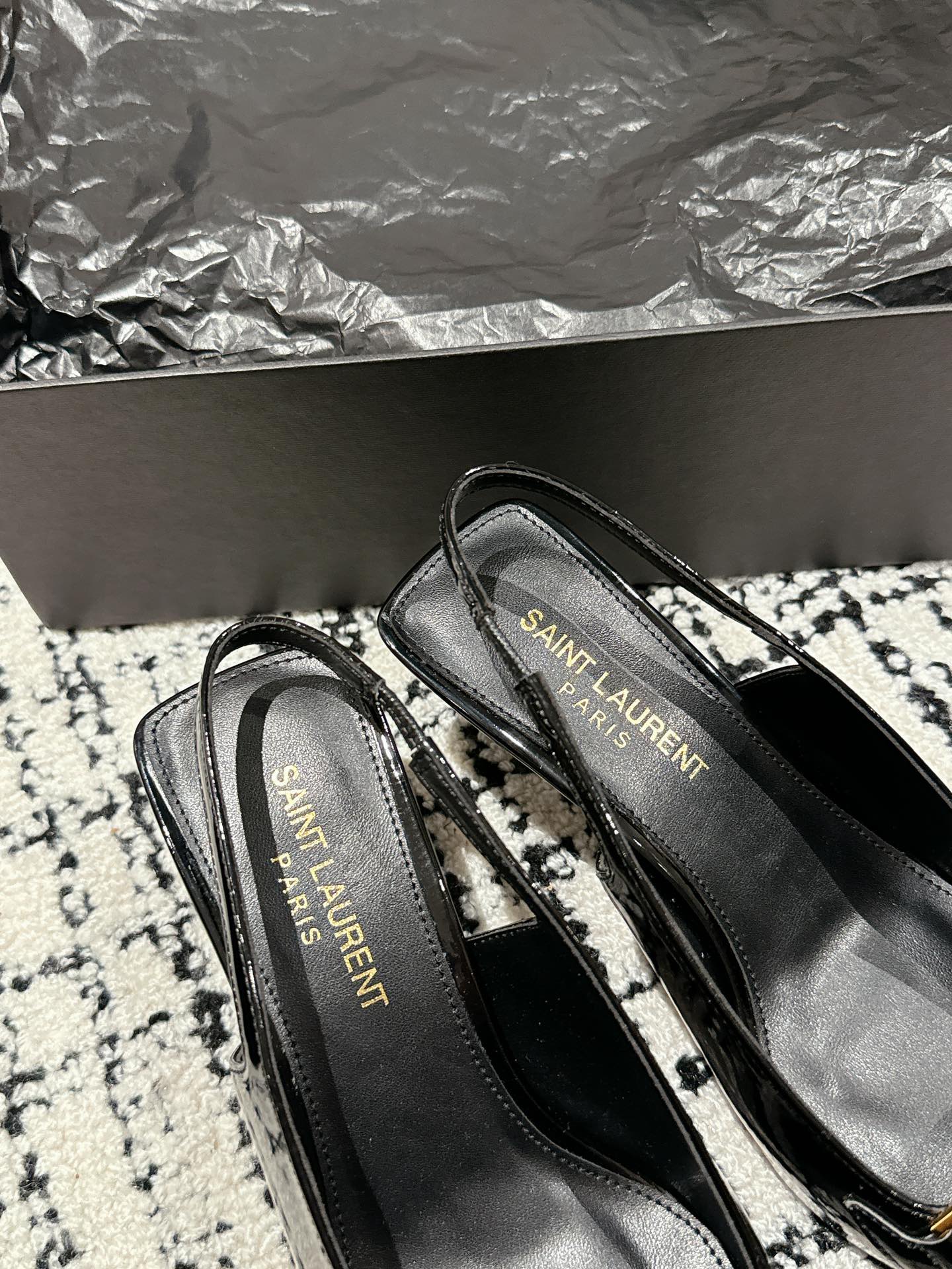 SL CARINE SLINGBACKS PUMP 45 BLACK CALFSKIN - 35