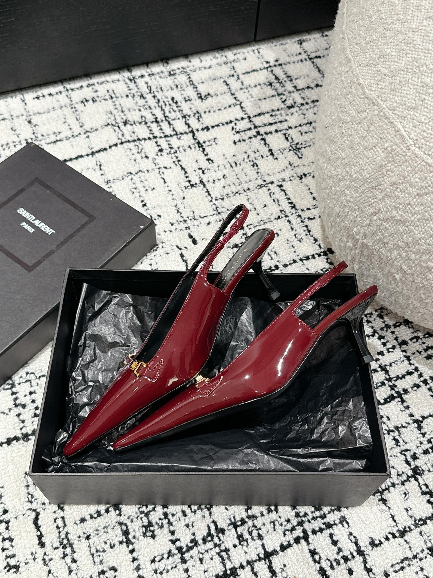 SL CARINE SLINGBACKS PUMP 45 BERRY CALFSKIN - 35