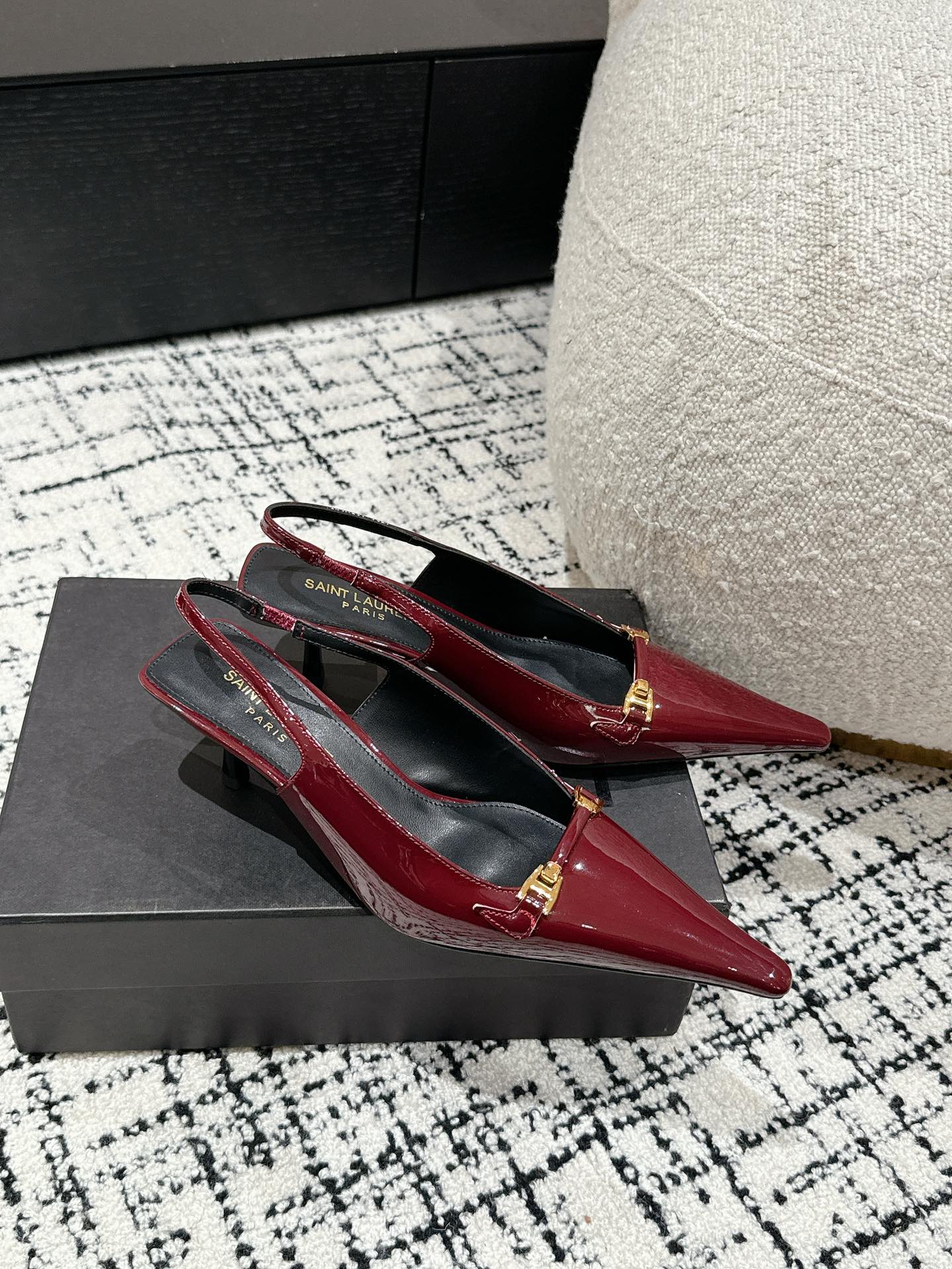 SL CARINE SLINGBACKS PUMP 45 BERRY CALFSKIN - 35
