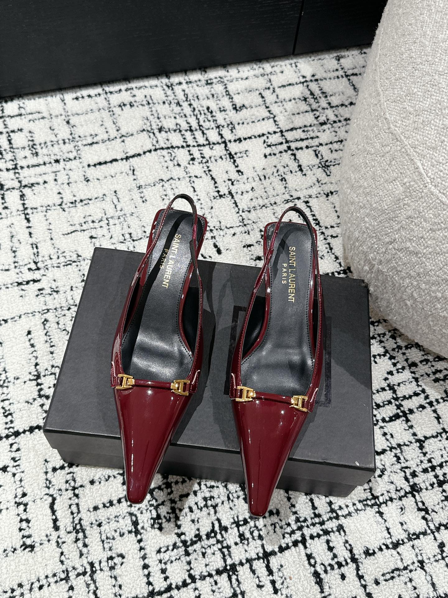 SL CARINE SLINGBACKS PUMP 45 BERRY CALFSKIN - 35