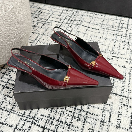 SL CARINE SLINGBACKS PUMP 45 BERRY CALFSKIN - 35