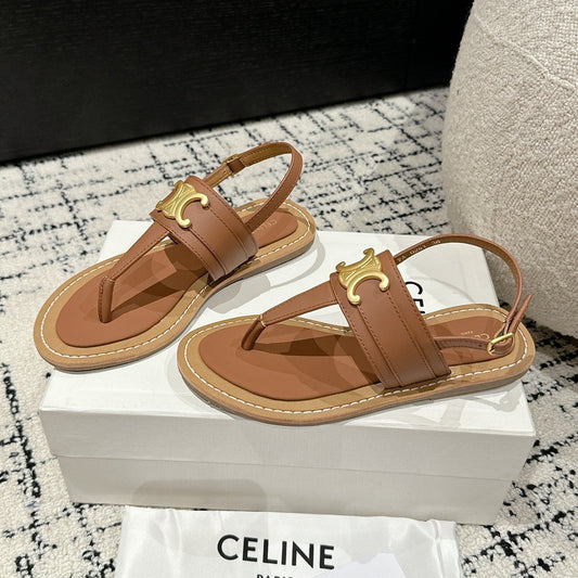 THONG SANDAL IN BRONZE BROWN CALFSKIN - 35