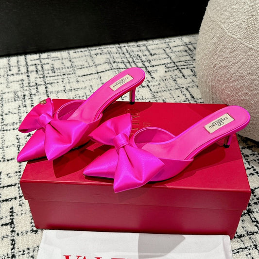 HIGH MULE IN BRIGHT PINK SILK - 35