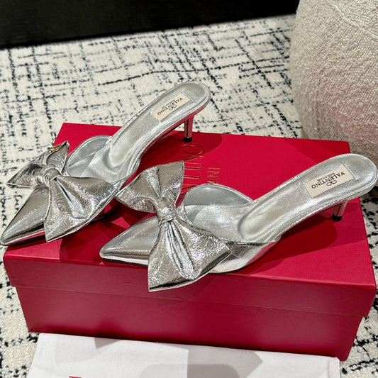 HIGH MULE IN SILVER LAMBSKIN - 35