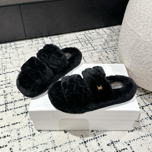 DAD SANDAL MULE IN BLACK SHEARLING - 35