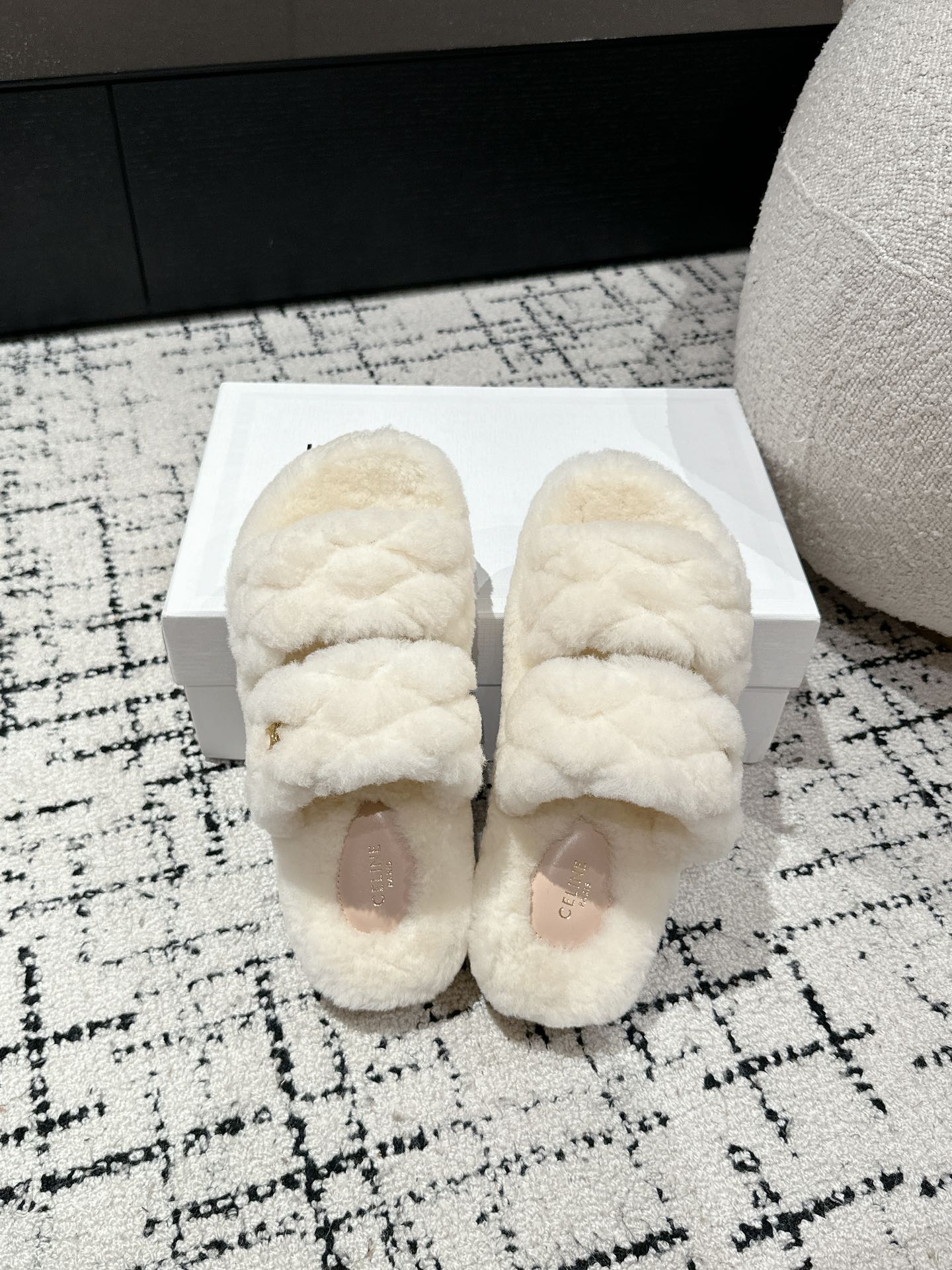 DAD SANDAL MULE IN WHITE SHEARLING - 35