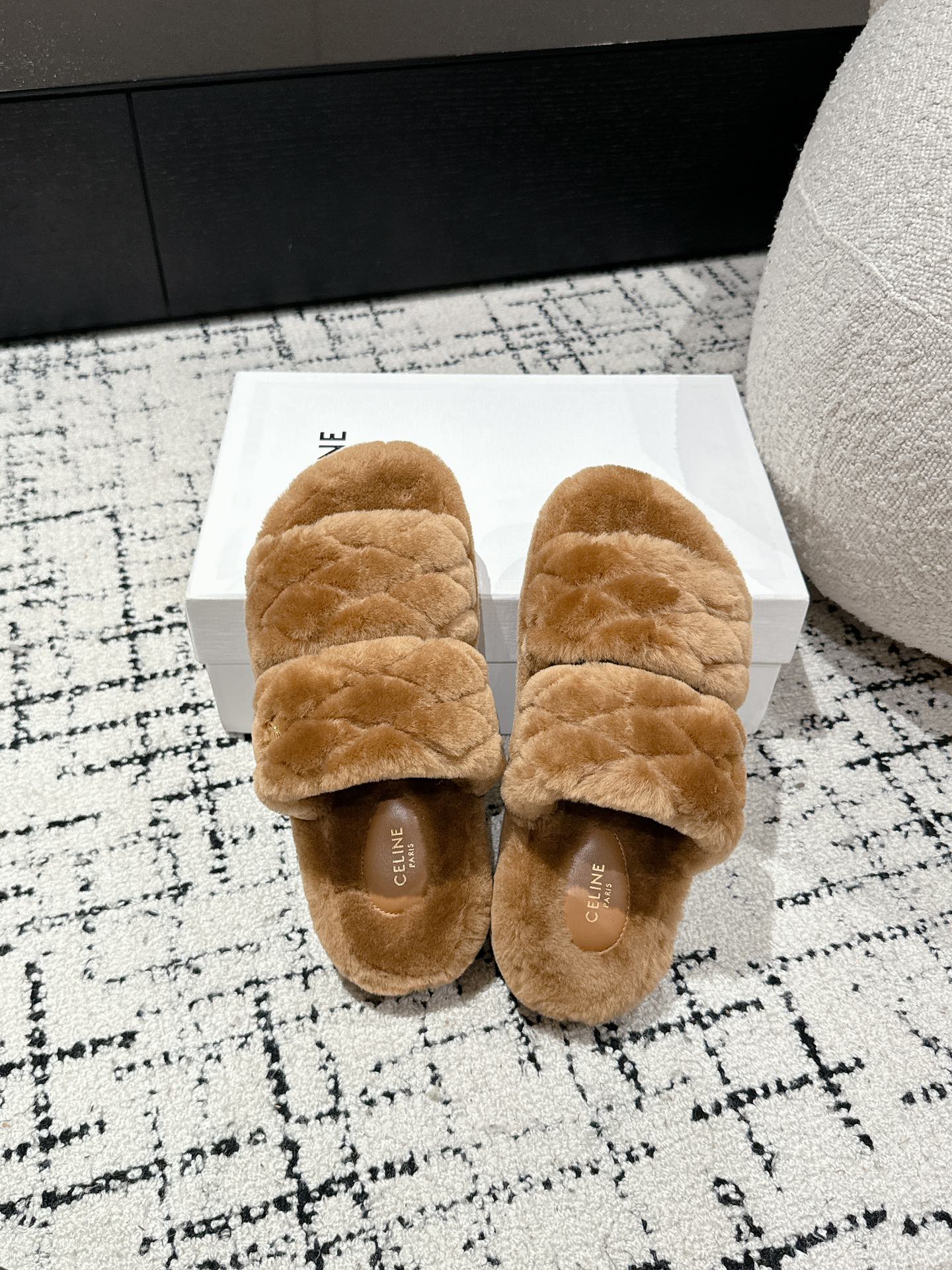 DAD SANDAL MULE IN CAMEL BROWN SHEARLING - 35