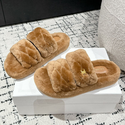 DAD SANDAL MULE IN CAMEL BROWN SHEARLING - 35