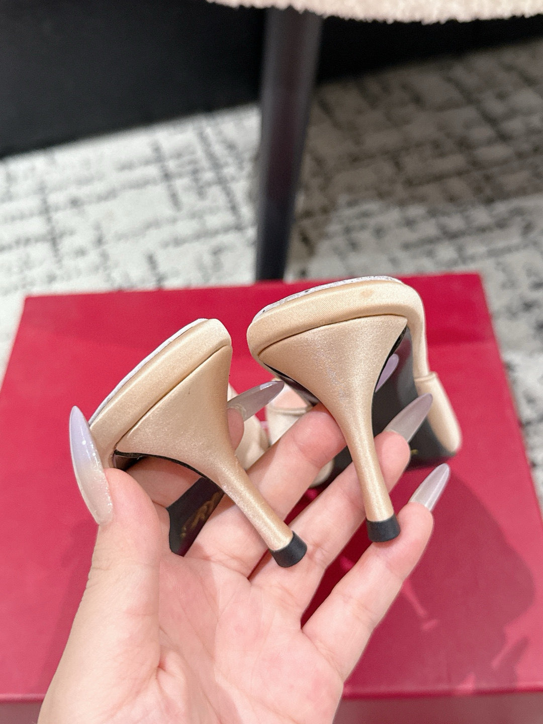ROGER VIVIER 25S EFFLORESCENCE MULES 65MM IN GOLD SATIN EMBELLISHED CRYSTALS - 34