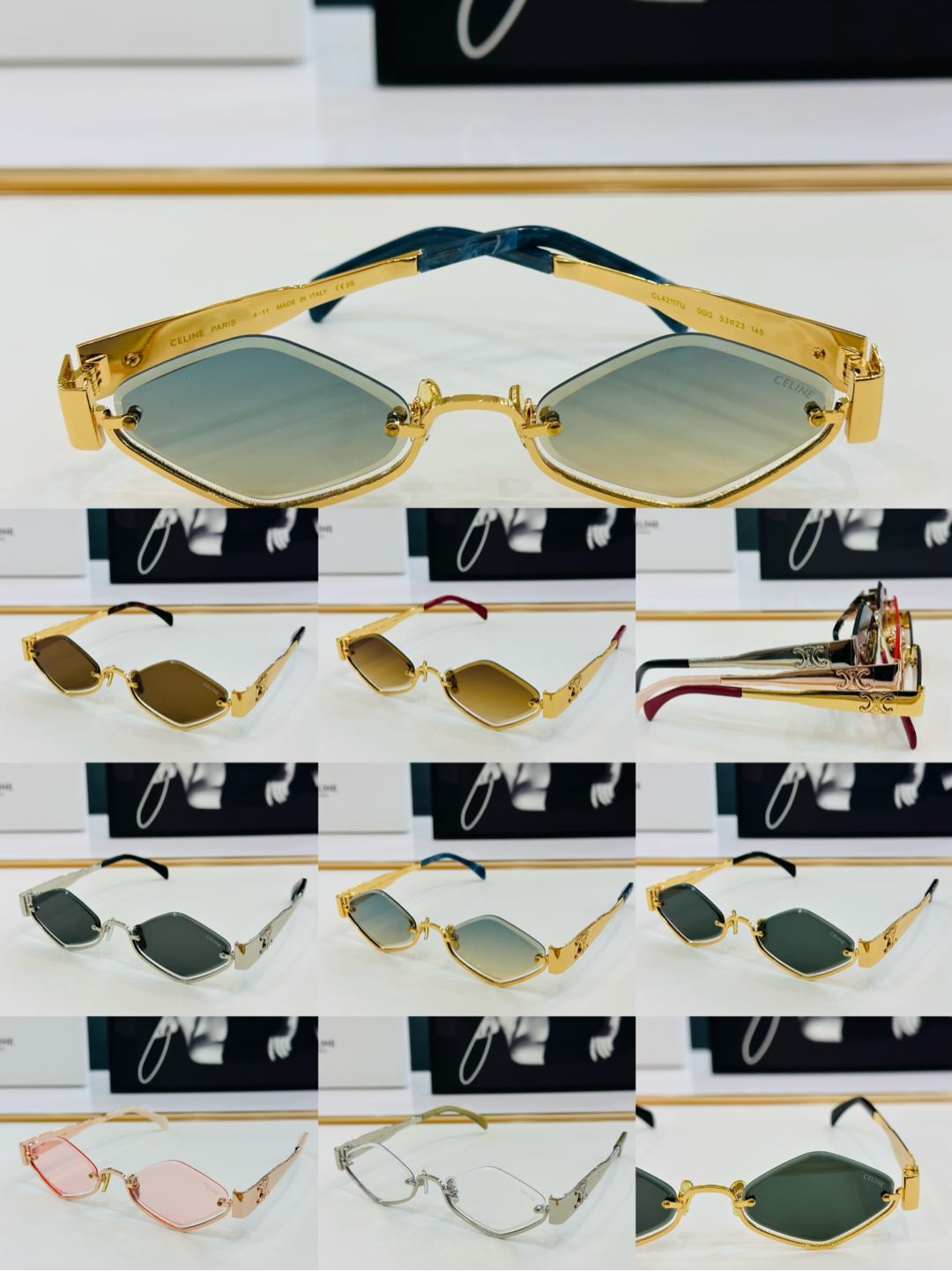 TRIOMPHE SEMI-RIMLESS SUNGLASS CL42117U IN METAL OCTAGON LENSES - Silver/Clear