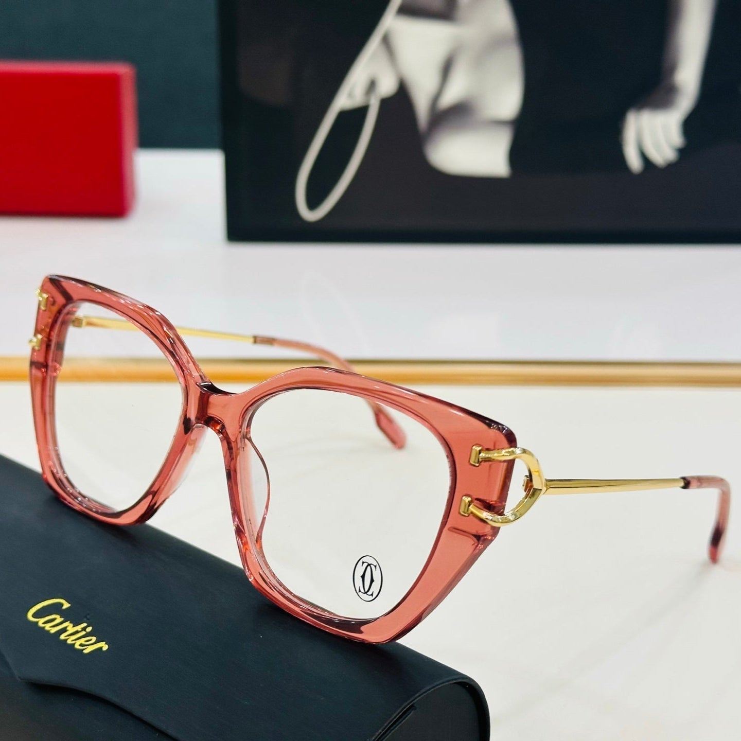 C DE BUTTERFLY FRAME SUNGLASSES 522660 IN ACETATE - Orange havana