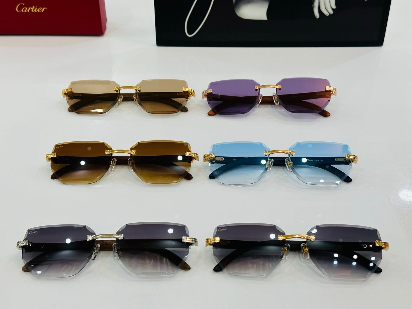 PREMIÈRE RECTANGULAR FRAME SUNGLASSES CT0620S IN METAL AND WOODEN - Blue