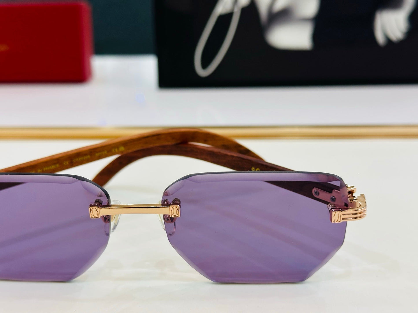 PREMIÈRE RECTANGULAR FRAME SUNGLASSES CT0620S IN METAL AND WOODEN - Blue