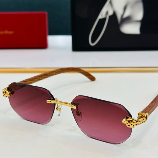 PANTHÈRE RIMLESS OVAL FRAME SUNGLASSES  543637 IN METAL - Red