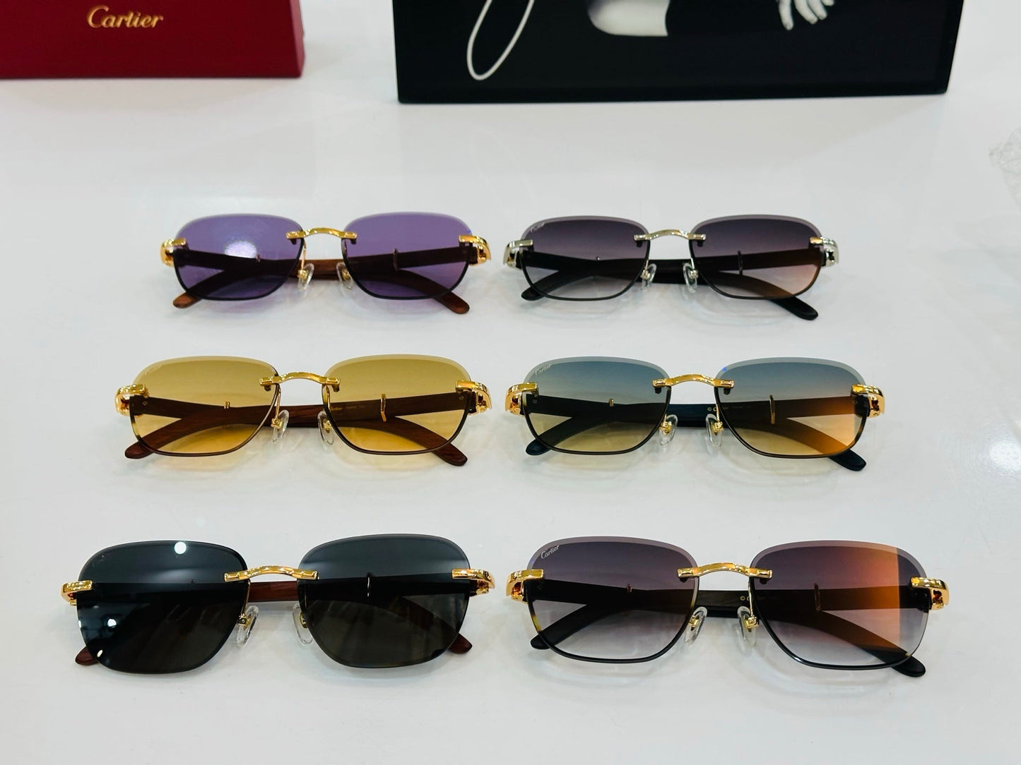 C DE RIMLESS SQUARE FRAME SUNGLASSES CT0605S IN METAL AND WOODEN - Light purple