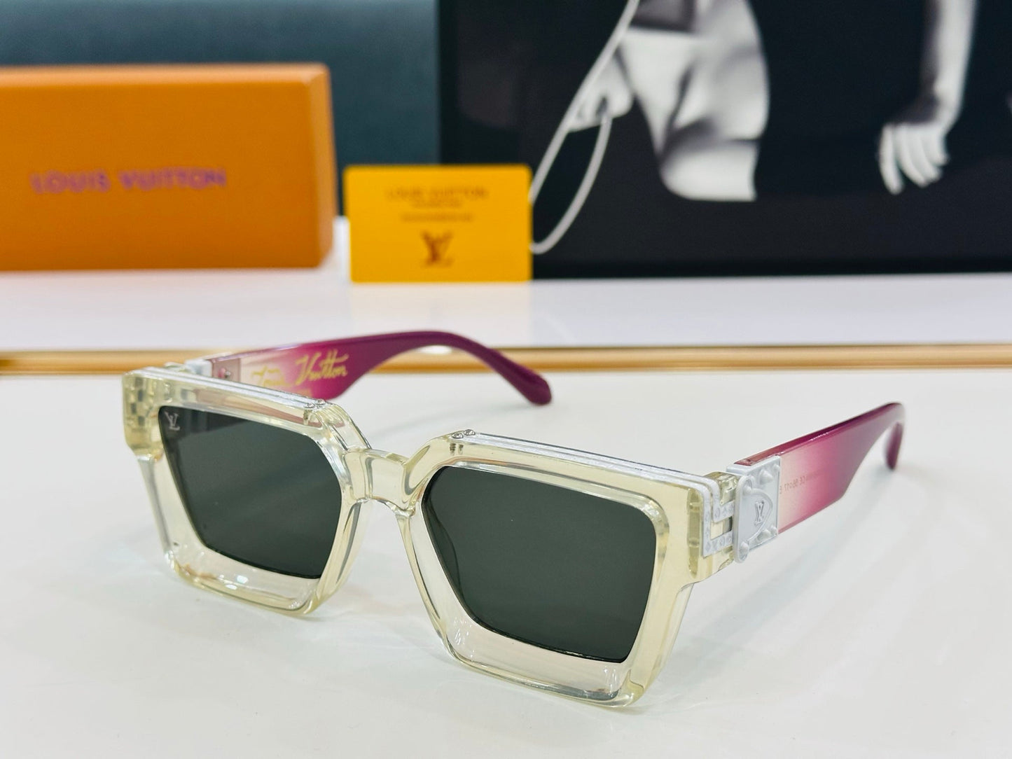 RECTANGLE SUNGLASSES 574802 IN ACETATE - Black/Blue