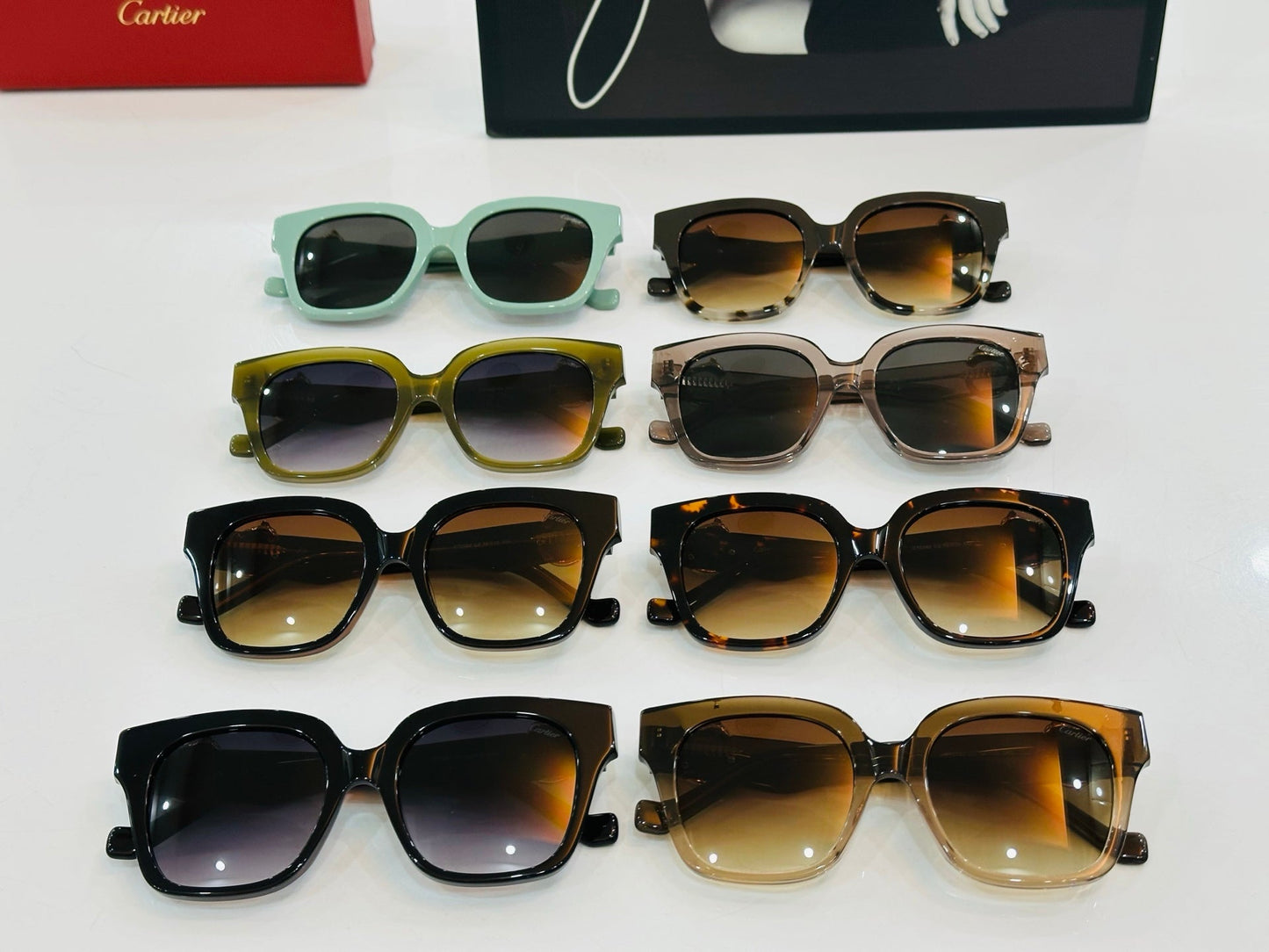 PANTHÈRE SQUARE FRAME SUNGLASSES 575857 IN ACETATE - Moss green/ dark purple