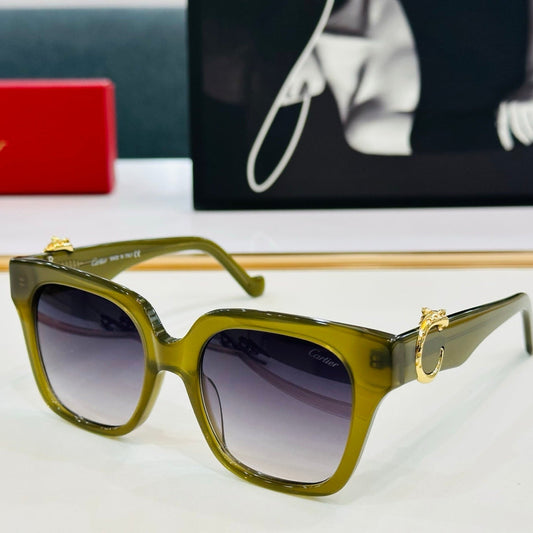 PANTHÈRE SQUARE FRAME SUNGLASSES 575857 IN ACETATE - Moss green/ dark purple