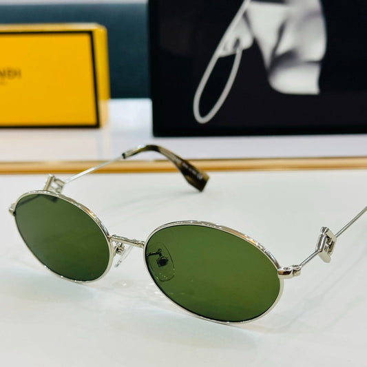 FIRST CRYSTAL OVAL FRAME SUNGLASSES E40151 IN METAL - Green