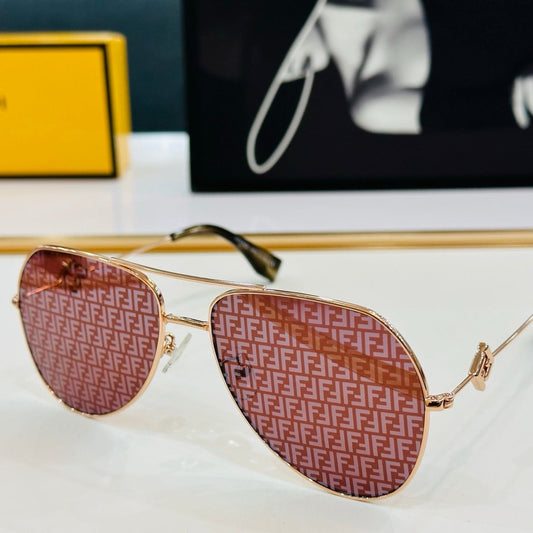SKY AVIATOR FRAME SUNGLASSES E40150U IN METAL - Red FF Pattern