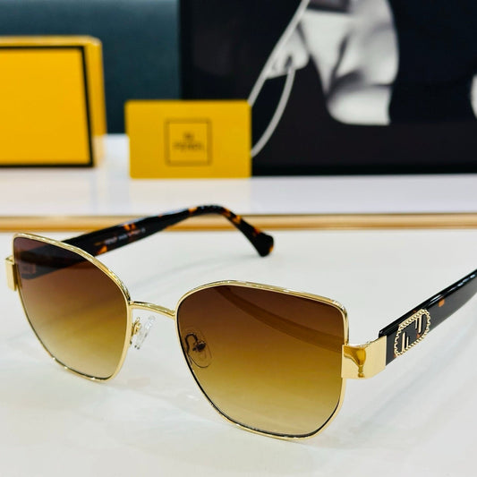 BAGUETTE SQUARE FRAME SUNGLASSES FE40051 IN METAL - Brown/ black