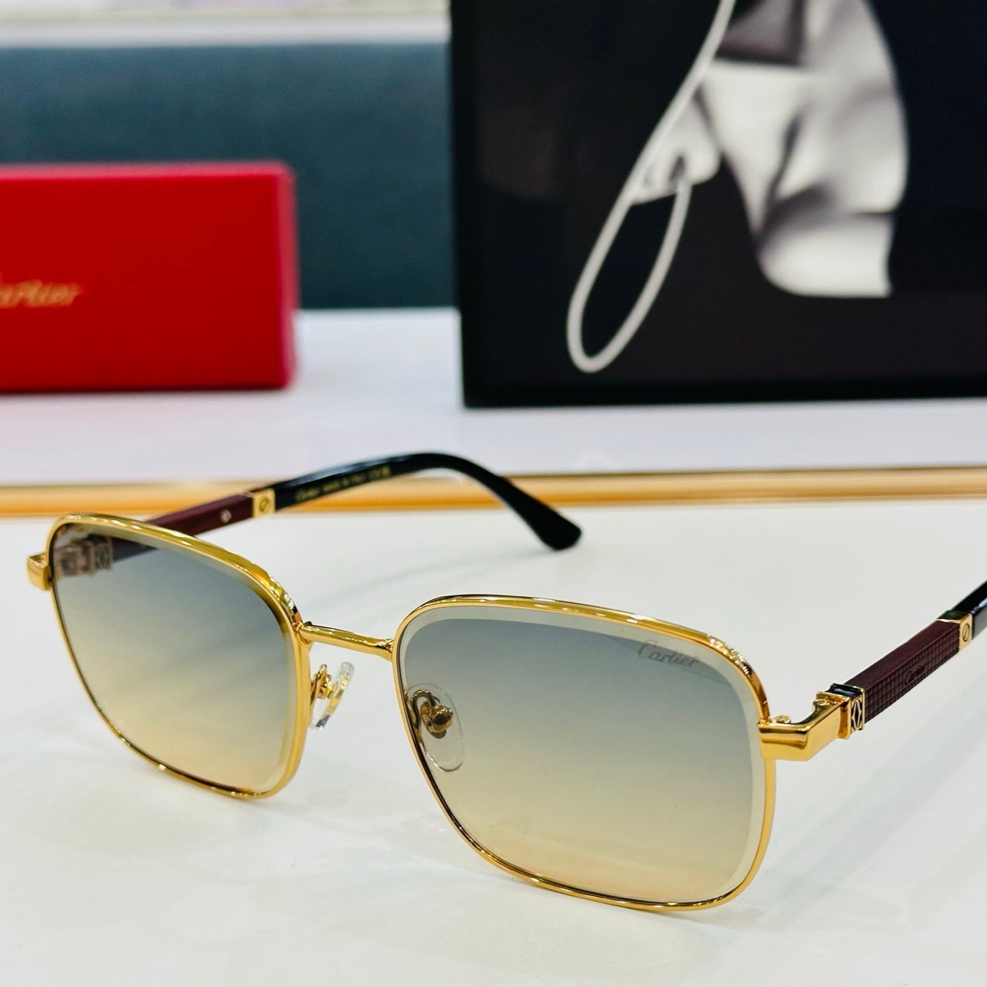 PREMIÈRE RECTANGULAR FRAME SUNGLASSES CT0491S IN METAL - Gold/ yellow