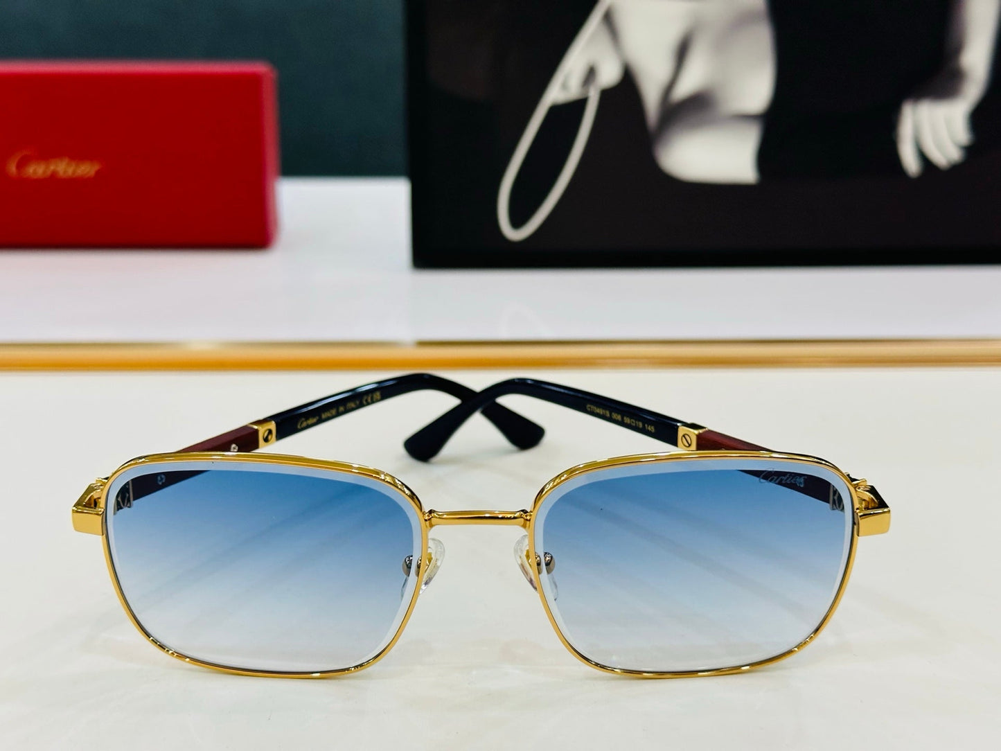PREMIÈRE RECTANGULAR FRAME SUNGLASSES CT0491S IN METAL - Gold/ yellow