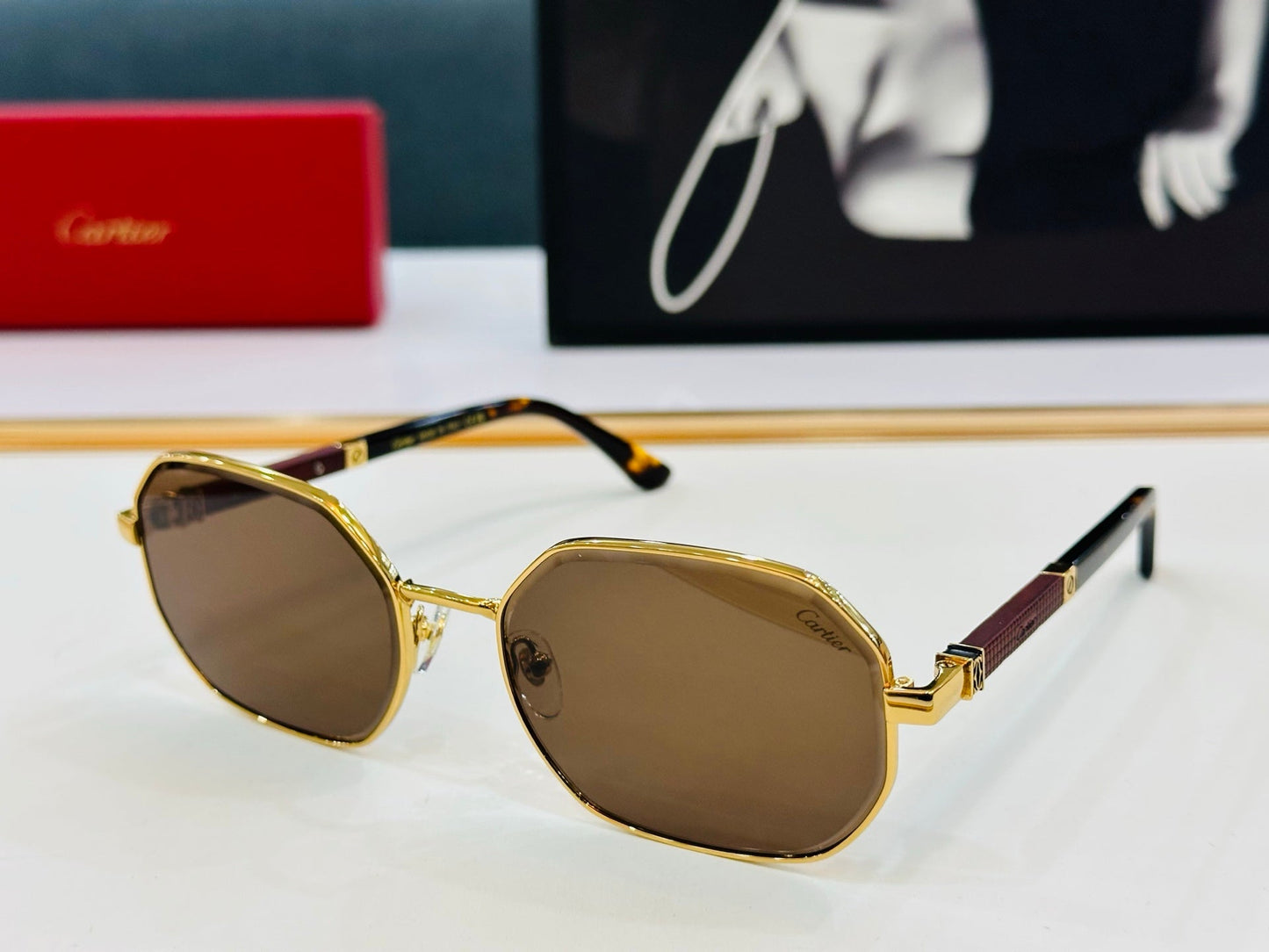 PREMIÈRE GEOMETRIC FRAME SUNGLASSES CT0492S IN METAL - Gold/ smoke