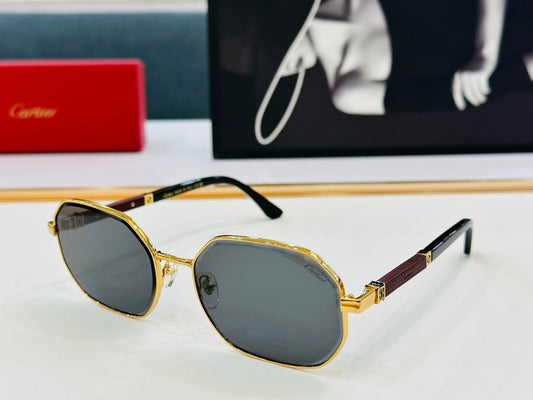 PREMIÈRE GEOMETRIC FRAME SUNGLASSES CT0492S IN METAL - Gold/ smoke