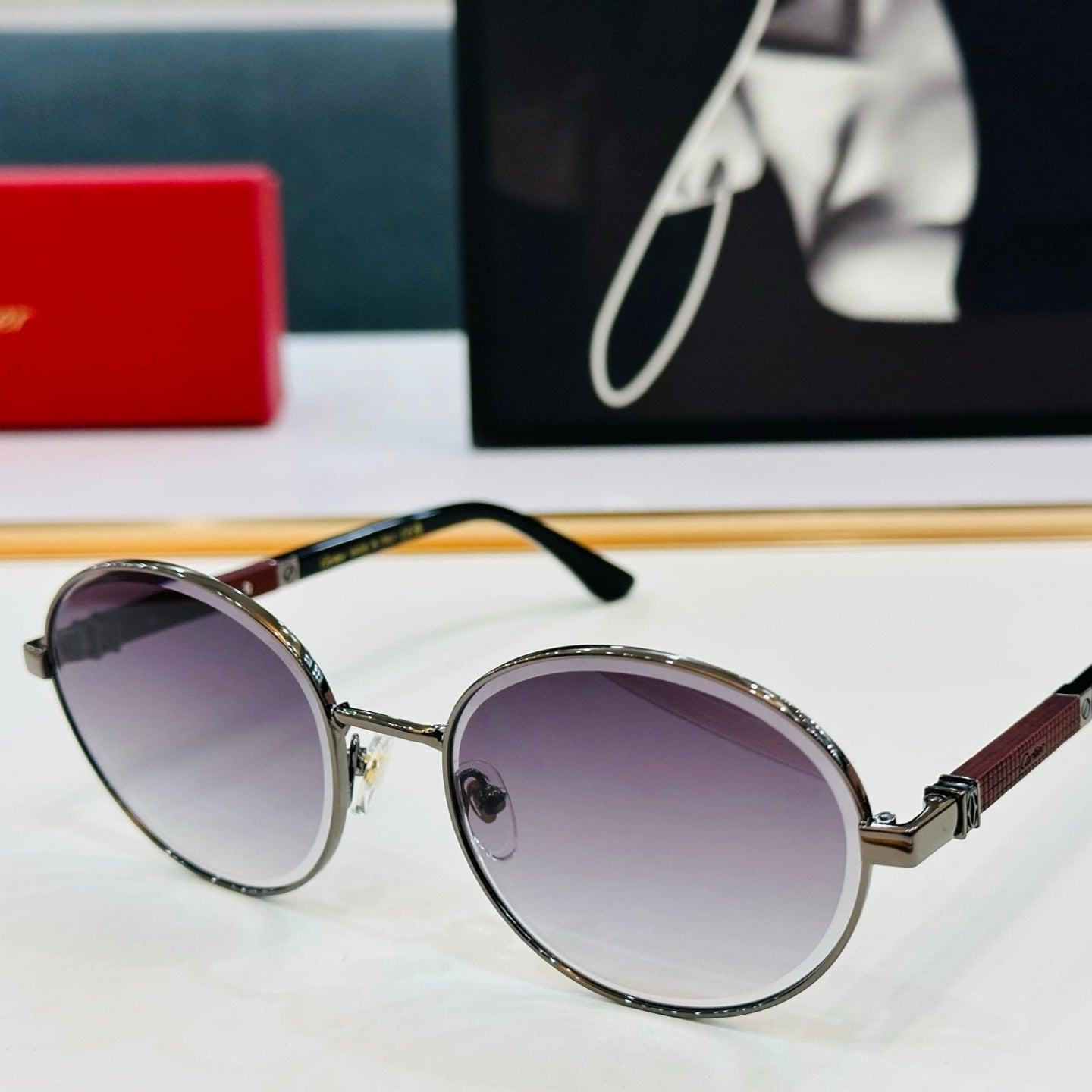 PREMIÈRE ROUND FRAME SUNGLASSES CT0490S IN METAL - Dark purple