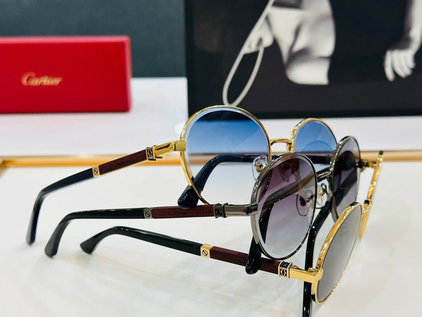 PREMIÈRE ROUND FRAME SUNGLASSES CT0490S IN METAL - Dark purple