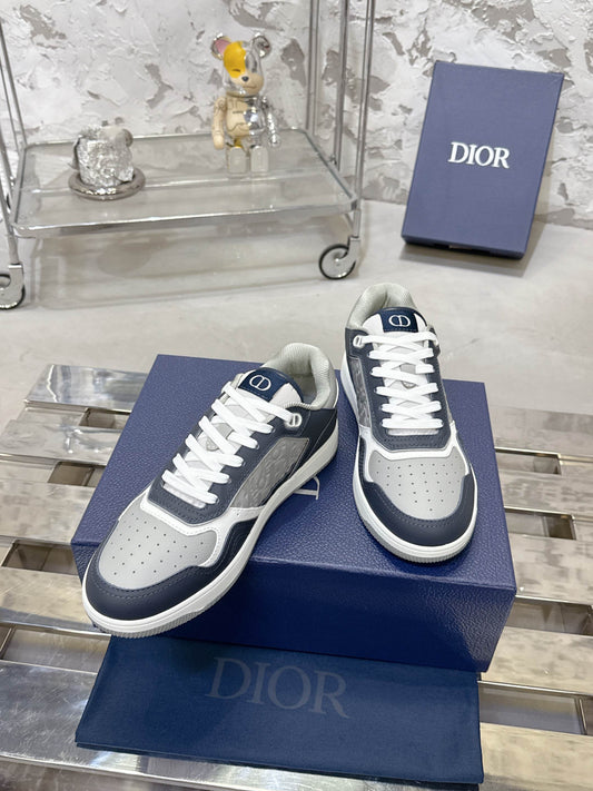 DIOR 25S B27 UPTOWN LOW-TOP SNEAKERS IN DARK BLUE MIX GREY CALFSKIN STYLE 2 - 35