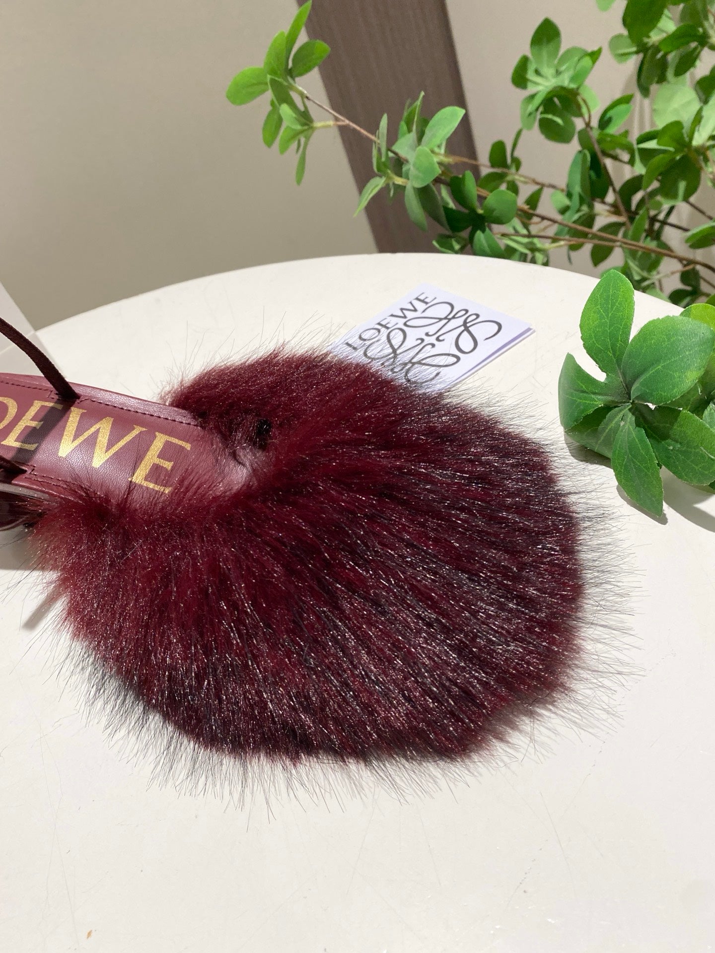 LOEWE 26S OPEN-BACK HIGH HEELS 60MM IN WINE RED CALFSKIN WITH FUR