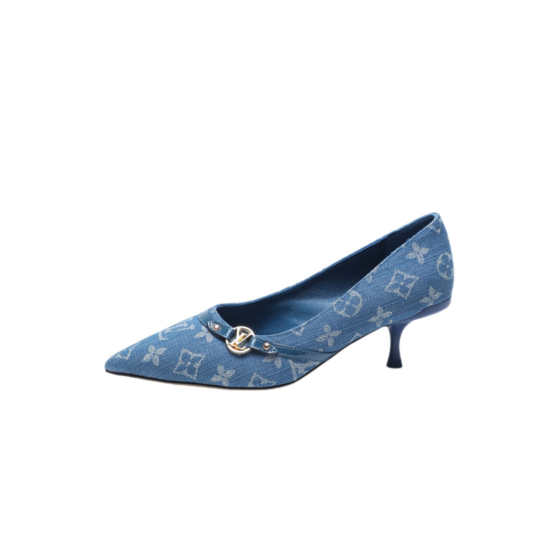 6AM HIGH HEELS 55 MM IN CLASSIC BLUE MONOGRAM DENIM - 34
