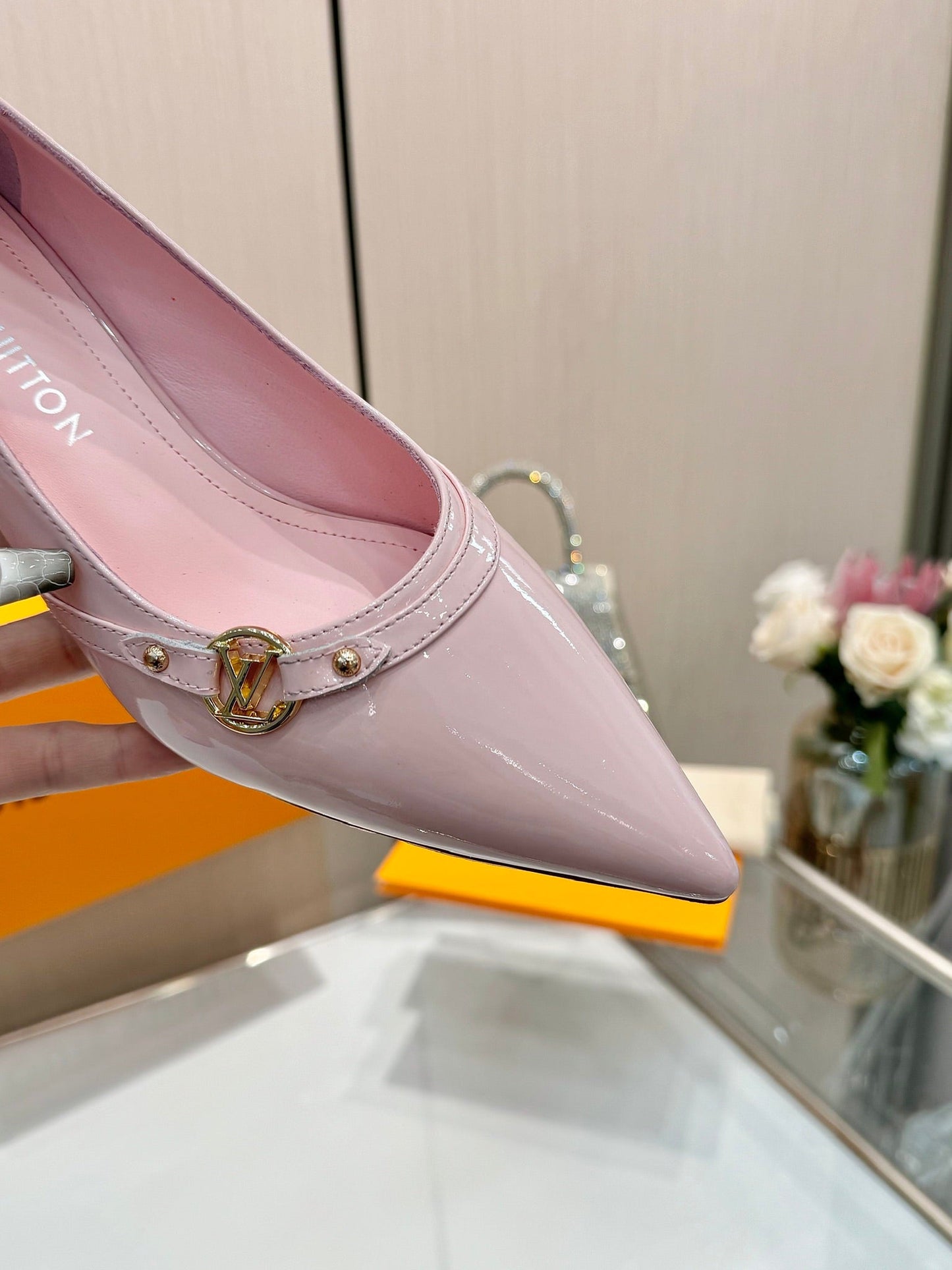 6AM HIGH HEELS 55 MM IN LIGHT PINK PATENT LAMBSKIN - 34